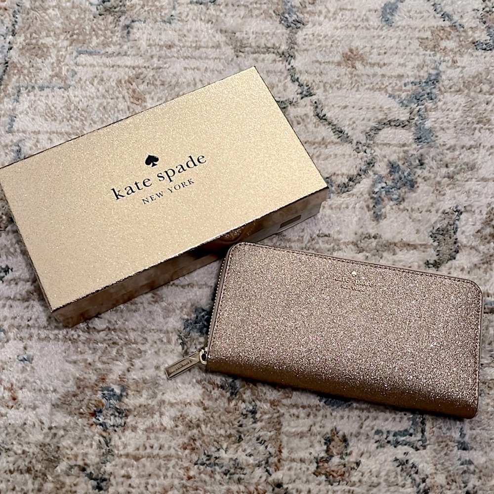 Kate Spade gold glimmer large continental wallet